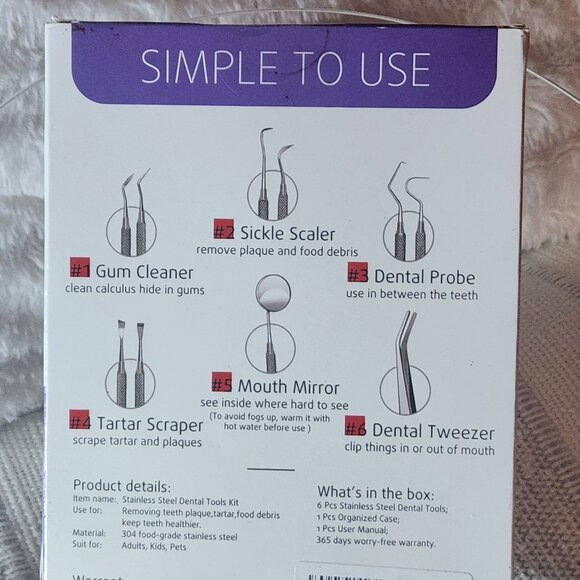 G. CATACC Pro Stainless Steel Dental (5.2 inches) Tools - Pack of 6 - Picture 3 of 4